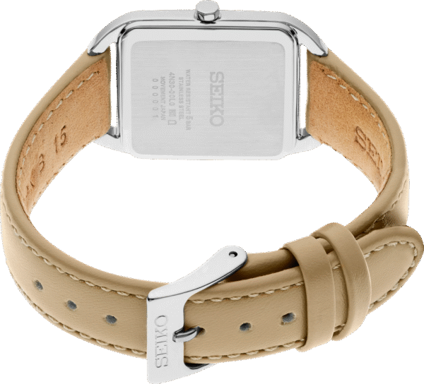 Seiko SWR090 Quartz Gold Tone Grey Leather Ladies Watch - Image 3