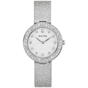 96L329 Bulova Crystal Silver Dial Stainless Steel Women's Watch