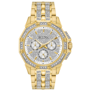 98C126 Bulova Crystal Silver Dial Gold-Tone Men's Watch
