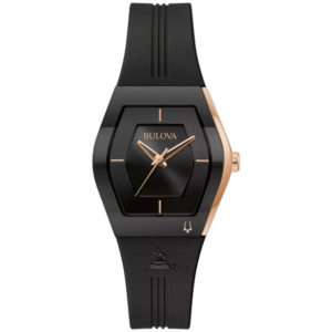 Bulova 97L163 Gemini Crystal Black Dial Silicone Ladies Watch