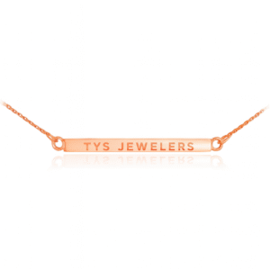 14K Solid Gold Straight Bar Necklace