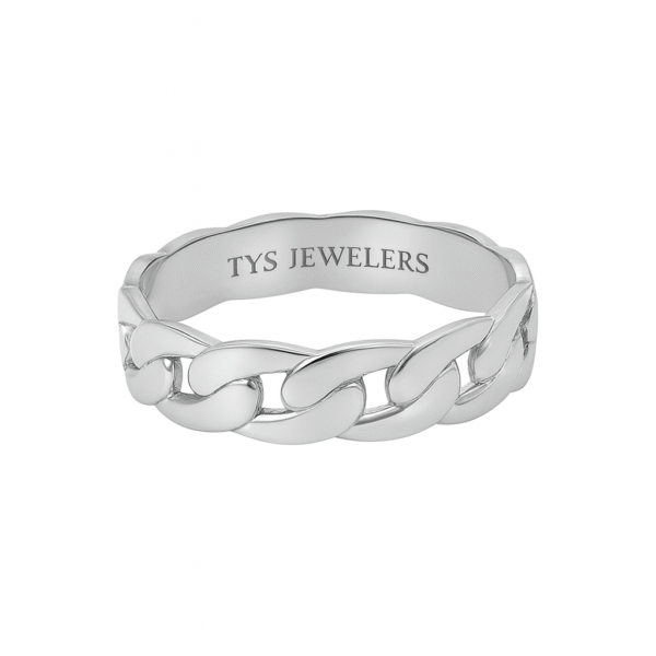 .925 Sterling Silver Cuban Link Chain Ring (5.5mm)