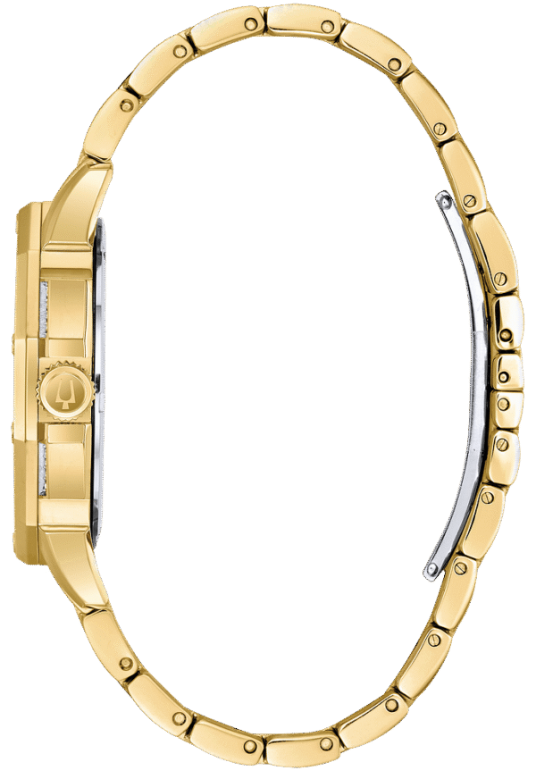 98C126 Bulova Crystal Silver Dial Gold-Tone Men's Watch - Image 2