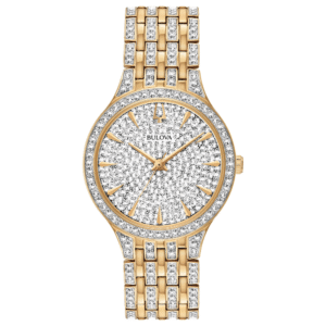 Bulova 98L263 Phantom Gold Silver Dial Crystal Ladies Watch