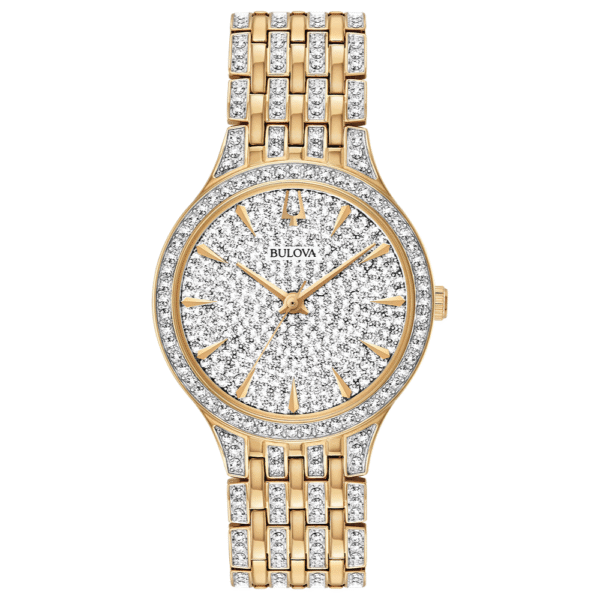 Bulova 98L263 Phantom Gold Silver Dial Crystal Ladies Watch