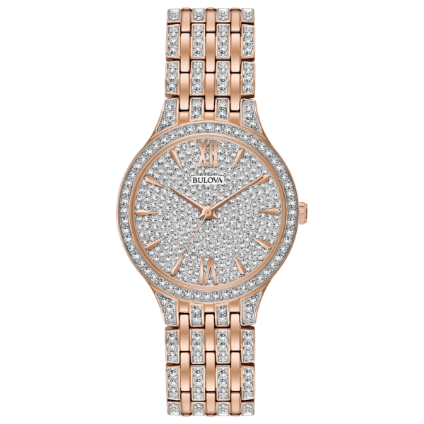 98L235 Bulova Crystal Rose Gold Stainless Steel Women's Watch