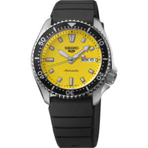 SRPL87 Seiko 5 Sports SKX Silicone Strap Yellow Dial Men's Watch