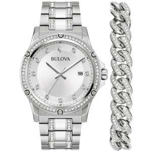 96K114 Bulova Bracelet Crystal Silver-Tone Dial Men's Watch