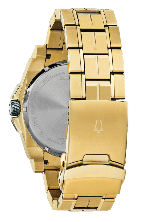 98D156 Bulova Precisionist Gold Tone Black Dial Men's Watch - Image 3