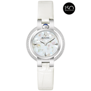 Bulova 96R254 Rubaiyat Winter White Dial Leather Ladies Watch