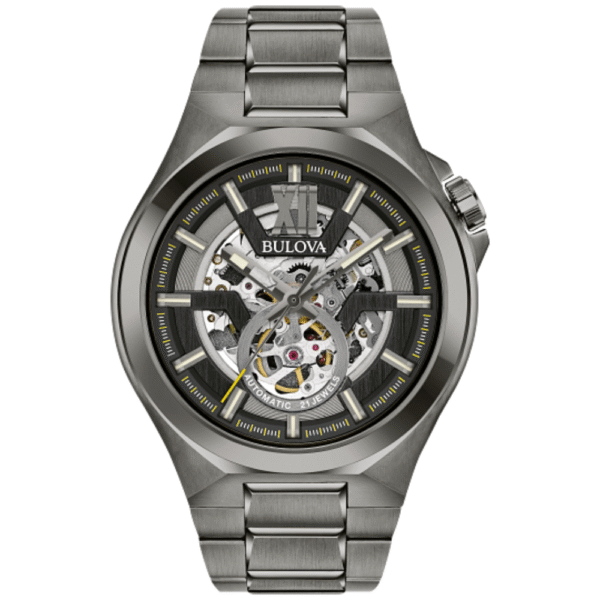 98A179 Bulova Maquina Black Dial Stainless Steel Men's Watch